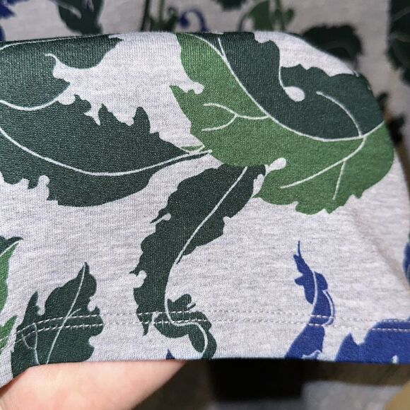 LuLaRoe L Julia Gray Green Blue Floral Short Sleeve Crewneck Dress - Picture 6 of 10